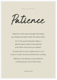 Patience Word of Intention Framed print A1 (59.4 x 84.1 cm) White frame Linen paper