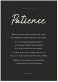 Patience Word of Intention Framed print 70x100 cm / 28x40″ Black frame Carbon paper