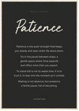 Patience Word of Intention Framed print 70x100 cm / 28x40″ Wood frame Carbon paper