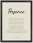 Presence Word of Intention Framed print 30x40 cm / 12x16″ Black frame Linen paper