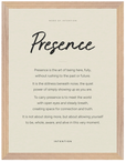Presence Word of Intention Framed print 30x40 cm / 12x16″ Wood frame Linen paper