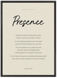 Presence Word of Intention Framed print 50x70 cm / 20x28″ Black frame Linen paper