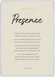 Presence Word of Intention Framed print 70x100 cm / 28x40″ White frame Linen paper