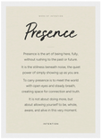 Presence Word of Intention Framed print 21x29.7 cm / 8x12" White frame Linen paper