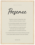 Presence Word of Intention Framed print 30x40 cm / 12x16″ Wood frame Linen paper