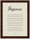 Presence Word of Intention Framed print A3 (29.7 x 42 cm) Dark wood frame Linen paper