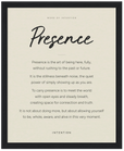 Presence Word of Intention Framed print 40x50 cm / 16x20″ Black frame Linen paper