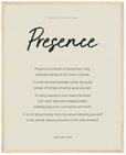 Presence Word of Intention Framed print 40x50 cm / 16x20″ Wood frame Linen paper