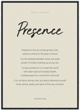 Presence Word of Intention Framed print 50x70 cm / 20x28″ Black frame Linen paper
