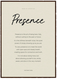 Presence Word of Intention Framed print A1 (59.4 x 84.1 cm) Dark wood frame Linen paper