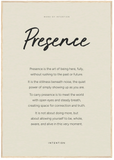 Presence Word of Intention Framed print 70x100 cm / 28x40″ Wood frame Linen paper