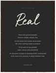 Real Word of Intention Framed print 60x80 cm / 24x32″ Dark wood frame Carbon paper