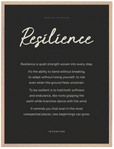 Resilience Word of Intention Framed print 60x80 cm / 24x32″ Wood frame Carbon paper