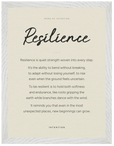 Resilience Word of Intention Framed print 30x40 cm / 12x16″ White frame Linen paper