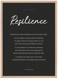 Resilience Word of Intention Framed print 50x70 cm / 20x28″ Wood frame Carbon paper