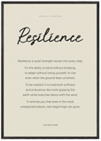 Resilience Word of Intention Framed print 70x100 cm / 28x40″ Black frame Linen paper