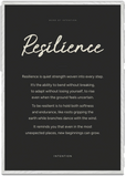 Resilience Word of Intention Framed print 70x100 cm / 28x40″ White frame Carbon paper