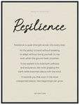 Resilience Word of Intention Framed print 60x80 cm / 24x32″ Black frame Linen paper