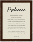 Resilience Word of Intention Framed print 60x80 cm / 24x32″ Dark wood frame Linen paper