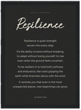 Resilience Word of Intention Framed print 21x29.7 cm / 8x12" Black frame Carbon paper