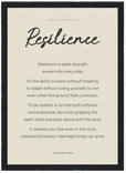 Resilience Word of Intention Framed print 21x29.7 cm / 8x12" Black frame Linen paper