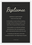 Resilience Word of Intention Framed print 21x29.7 cm / 8x12" White frame Carbon paper