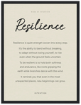Resilience Word of Intention Framed print 30x40 cm / 12x16″ Black frame Linen paper