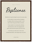 Resilience Word of Intention Framed print 30x40 cm / 12x16″ Dark wood frame Linen paper