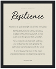 Resilience Word of Intention Framed print 40x50 cm / 16x20″ Black frame Linen paper