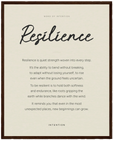 Resilience Word of Intention Framed print 40x50 cm / 16x20″ Dark wood frame Linen paper