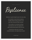 Resilience Word of Intention Framed print 40x50 cm / 16x20″ White frame Carbon paper