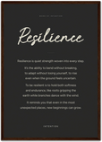 Resilience Word of Intention Framed print A2 (42 x 59.4 cm) Dark wood frame Carbon paper