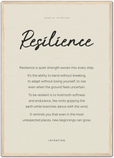 Resilience Word of Intention Framed print A2 (42 x 59.4 cm) Wood frame Linen paper
