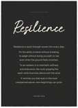 Resilience Word of Intention Framed print 50x70 cm / 20x28″ Black frame Carbon paper
