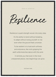 Resilience Word of Intention Framed print 50x70 cm / 20x28″ Black frame Linen paper