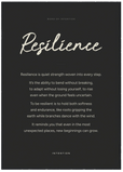 Resilience Word of Intention Framed print A1 (59.4 x 84.1 cm) Black frame Carbon paper