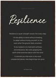 Resilience Word of Intention Framed print A1 (59.4 x 84.1 cm) Dark wood frame Carbon paper