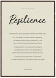 Resilience Word of Intention Framed print A1 (59.4 x 84.1 cm) Dark wood frame Linen paper