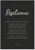 Resilience Word of Intention Framed print 70x100 cm / 28x40″ Black frame Carbon paper