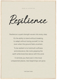 Resilience Word of Intention Framed print 70x100 cm / 28x40″ Wood frame Linen paper