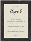 Respect Word of Intention Framed print 13x18 cm / 5x7″ Black frame Linen paper