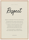 Respect Word of Intention Framed print A1 (59.4 x 84.1 cm) Wood frame Linen paper