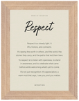 Respect Word of Intention Framed print 70x100 cm / 28x40″ Wood frame Linen paper
