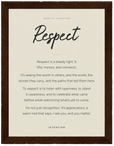 Respect Word of Intention Framed print 60x80 cm / 24x32″ Dark wood frame Linen paper