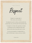 Respect Word of Intention Framed print 13x18 cm / 5x7″ Wood frame Linen paper