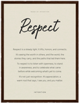 Respect Word of Intention Framed print 30x40 cm / 12x16″ Dark wood frame Linen paper