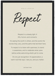 Respect Word of Intention Framed print A3 (29.7 x 42 cm) Black frame Linen paper