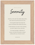 Serenity Word of Intention Framed print 13x18 cm / 5x7″ Wood frame Linen paper