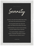 Serenity Word of Intention Framed print 21x29.7 cm / 8x12" White frame Carbon paper