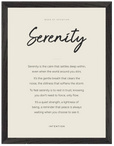 Serenity Word of Intention Framed print 30x40 cm / 12x16″ Black frame Linen paper